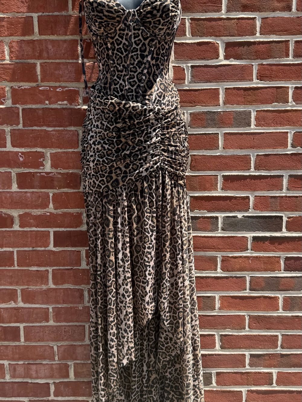 Oh Polly Leopard Print Corset Maxi Dress – Read Description